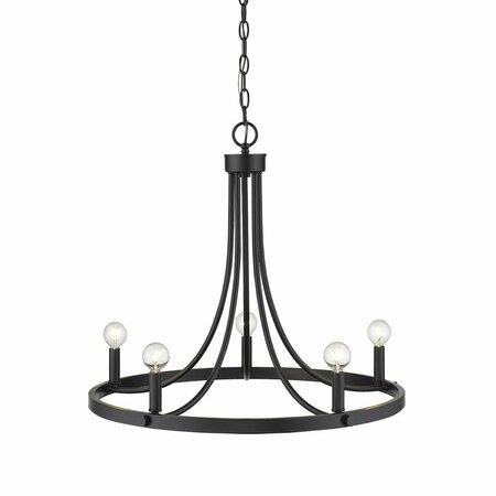 HOMEROOTS 21.5 x 25 x 25 in. Sawyer 5-Light Matte Black Chandelier 398089